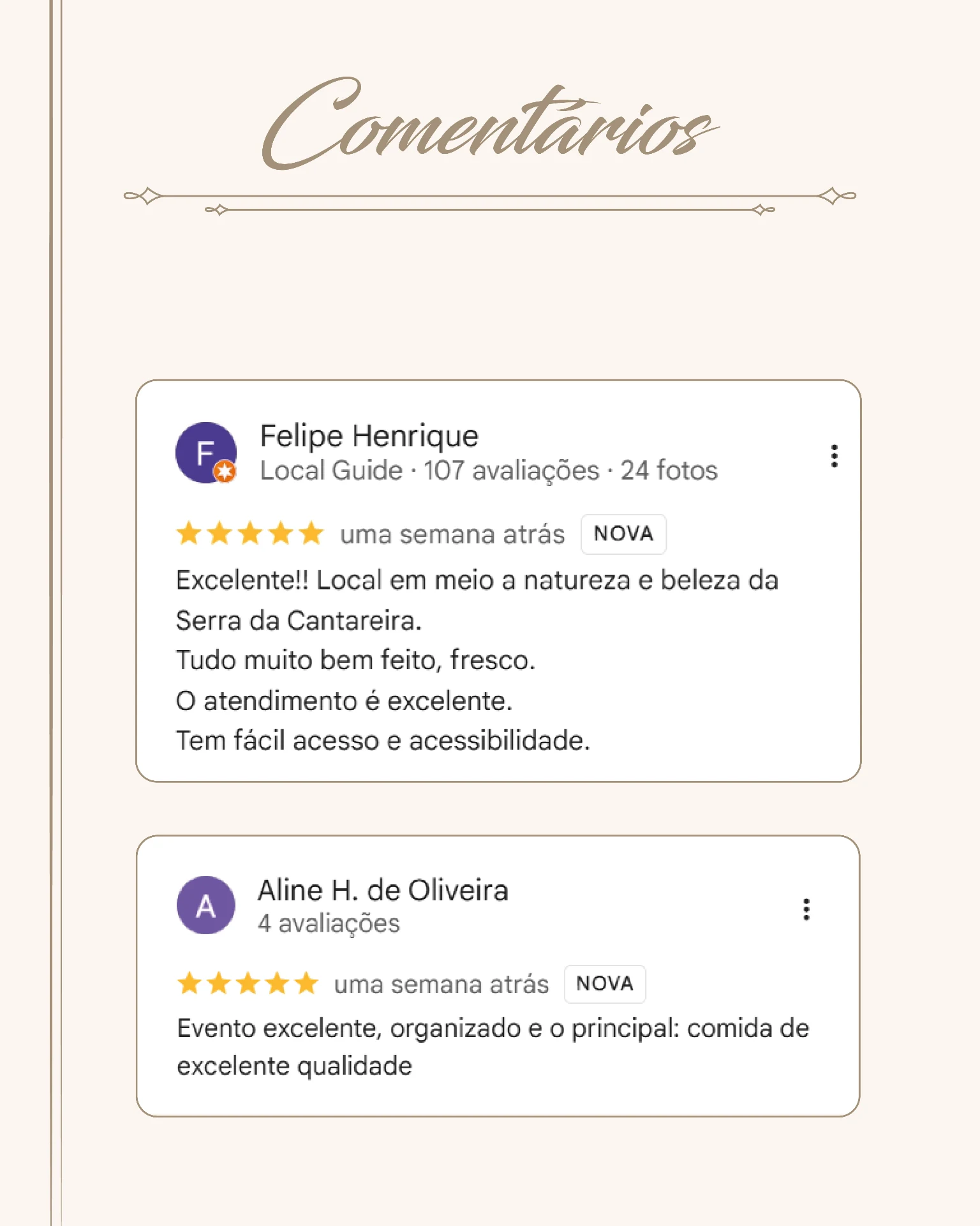 Avaliações 5 estrelas de Felipe Henrique e Aline H. de Oliveira sobre o Frutta e Crema Lounge